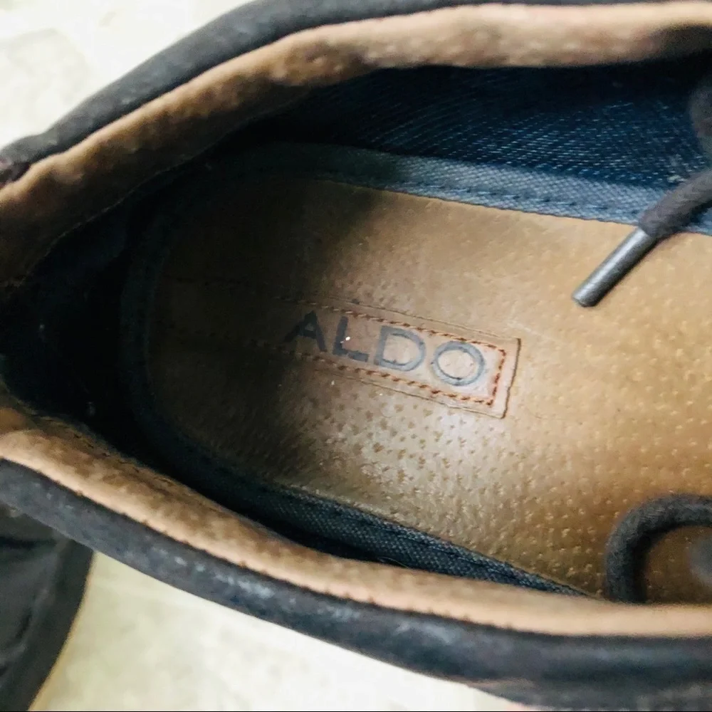 ALDO grey leather men’s lace up men’s boat shoes Size 10